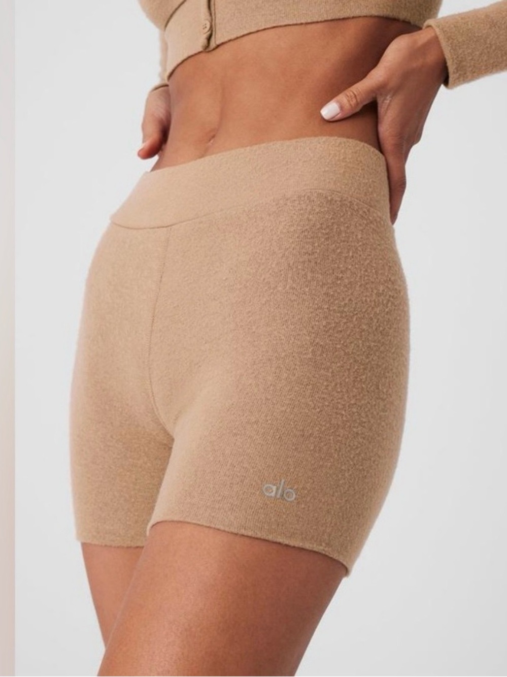 Alo Yoga Alolux High Waist Me Time Bike Shorts Toasted Almond
